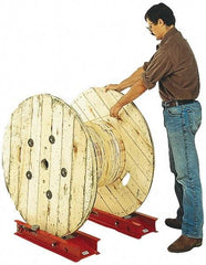 Made in USA - Reel Winder Roller Stand - 3,000 Lbs. Load Limit, 1 Reel Limit, 28 Inches Long x 9-1/4 Inches Wide x 4 Inches High, Structural Channel Frame with 6 Roller Positions - Exact Tool & Supply
