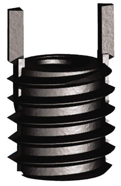 Jergens - M6x1.00 Internal, M10x1.25 External, Metric Coarse, 10mm Insert Length, Thin Wall Keylocking Thread Inserts - Carbon Steel, Zinc Phosphate Finish, Grade C1215, 6H Internal Class of Fit, 6G External Class of Fit, Use Tool 215-064752 - Exact Tool & Supply