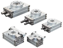 SMC PNEUMATICS - 45mm Table Diam x 15mm Piston Diam Rotary Actuator Table - 14 to 145 psi, 17.53 LBF Radial Load, 16.64 LBS Thrust Load Up, 17.53 LBS Thrust Load Down, M5x0.8 Port, 92mm Long x 50mm Wide x 34mm High - Exact Tool & Supply