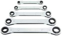 Lang - 5 Pc, 7 x 8 - 15 x 17mm, 12-Point Metric Ratcheting Box Wrench Set - Exact Tool & Supply