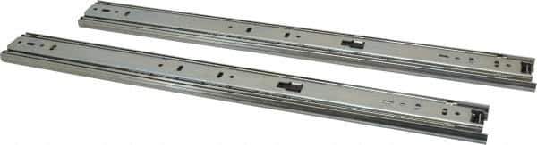 Knape & Vogt - 18" Slide Length, 18" Travel Length, Steel Precision Drawer Slide - 1/2" Wide, 1-13/16" High, 100 Lb Capacity at Full Extension, Chrome Finish - Exact Tool & Supply