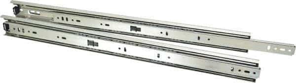 Knape & Vogt - 20" Slide Length, 20" Travel Length, Steel Precision Drawer Slide - 1/2" Wide, 1-13/16" High, 100 Lb Capacity at Full Extension, Chrome Finish - Exact Tool & Supply