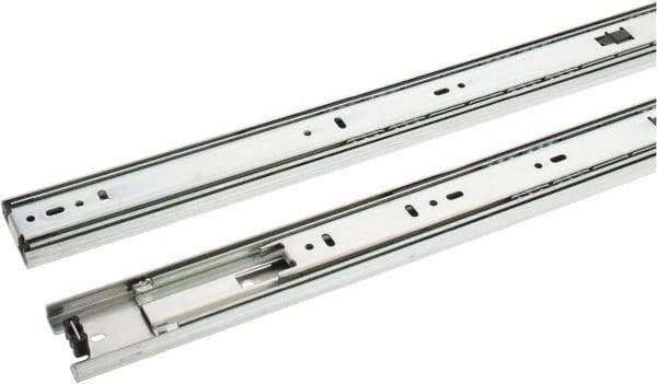 Knape & Vogt - 24" Slide Length, 24" Travel Length, Steel Precision Drawer Slide - 1/2" Wide, 1-13/16" High, 100 Lb Capacity at Full Extension, Chrome Finish - Exact Tool & Supply