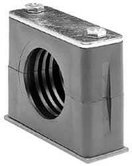 HYDAC - 1.65" Wide x 1.53" High x 1.18" Deep, Polypropylene Standard Duty Stainless Vibration-Control Clamp - Stainless Steel Plate, Mount with Weld Plate, Top Plate, Plastic Clamp Pair, Bolts - Exact Tool & Supply