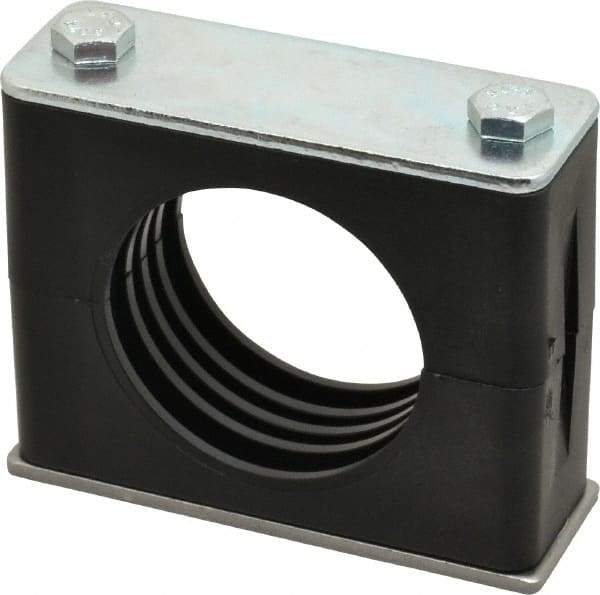 HYDAC - 3.46" Wide x 2.83" High x 1.18" Deep, Polypropylene Standard Duty Vibration-Control Clamp - Carbon Steel Plate, Mount with Weld Plate, Top Plate, Plastic Clamp Pair, Bolts - Exact Tool & Supply