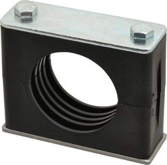 HYDAC - 3.46" Wide x 2.83" High x 1.18" Deep, Polypropylene Standard Duty Vibration-Control Clamp - Carbon Steel Plate, Mount with Weld Plate, Top Plate, Plastic Clamp Pair, Bolts - Exact Tool & Supply