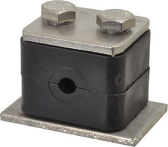 HYDAC - 1.42" Wide x 1.26" High x 1.18" Deep, Polypropylene Standard Duty Stainless Vibration-Control Clamp - Stainless Steel Plate, Mount with Weld Plate, Top Plate, Plastic Clamp Pair, Bolts - Exact Tool & Supply