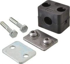 HYDAC - 1.65" Wide x 1.42" High x 1.18" Deep, Polypropylene Standard Duty Vibration-Control Clamp - Carbon Steel Plate, For 1/4" Pipe, Mount with Weld Plate, Top Plate, Plastic Clamp Pair, Bolts - Exact Tool & Supply