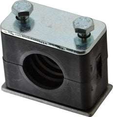 HYDAC - 2.32" Wide x 1.89" High x 1.18" Deep, Polypropylene Standard Duty Vibration-Control Clamp - Carbon Steel Plate, For 3/4" Pipe, Mount with Weld Plate, Top Plate, Plastic Clamp Pair, Bolts - Exact Tool & Supply