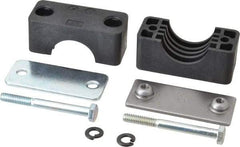 HYDAC - 2.83" Wide x 2.52" High x 1.18" Deep, Polypropylene Standard Duty Vibration-Control Clamp - Carbon Steel Plate, For 1" Pipe, Mount with Weld Plate, Top Plate, Plastic Clamp Pair, Bolts - Exact Tool & Supply