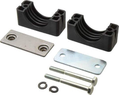 HYDAC - 2.83" Wide x 2.52" High x 1.18" Deep, Polypropylene Standard Duty Vibration-Control Clamp - Carbon Steel Plate, For 1-1/4" Pipe, Mount with Weld Plate, Top Plate, Plastic Clamp Pair, Bolts - Exact Tool & Supply