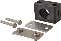 HYDAC - 2.32" Wide x 1.89" High x 1.18" Deep, Polypropylene Standard Duty Vibration-Control Clamp - Stainless Steel Plate, For 3/4" Pipe, Mount with Weld Plate, Top Plate, Plastic Clamp Pair, Bolts - Exact Tool & Supply