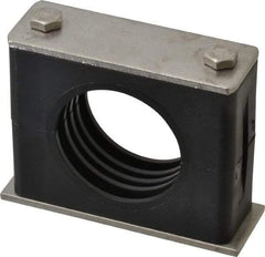 HYDAC - 3.46" Wide x 2.83" High x 1.18" Deep, Polypropylene Standard Duty Vibration-Control Clamp - Stainless Steel Plate, For 1-1/2" Pipe, Mount with Weld Plate, Top Plate, Plastic Clamp Pair, Bolts - Exact Tool & Supply