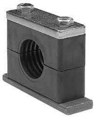 HYDAC - 5.51" Wide x 4.33" High x 1.77" Deep, Polypropylene Heavy Duty Vibration-Control Clamp - Carbon Steel Plate, Mount with Weld Plate, Top Plate, Plastic Clamp Pair, Bolts - Exact Tool & Supply