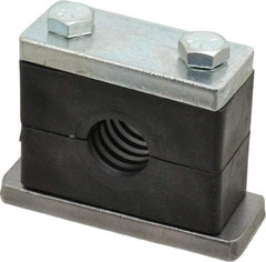 HYDAC - 3.35" Wide x 2.99" High x 1.18" Deep, Polypropylene Heavy Duty Vibration-Control Clamp - Carbon Steel Plate, Mount with Weld Plate, Top Plate, Plastic Clamp Pair, Bolts - Exact Tool & Supply