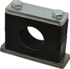 HYDAC - 3.94" Wide x 2.99" High x 1.18" Deep, Polypropylene Heavy Duty Vibration-Control Clamp - Carbon Steel Plate, Mount with Weld Plate, Top Plate, Plastic Clamp Pair, Bolts - Exact Tool & Supply