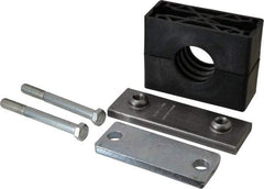 HYDAC - 5.51" Wide x 4.33" High x 1.77" Deep, Polypropylene Heavy Duty Vibration-Control Clamp - Carbon Steel Plate, Mount with Weld Plate, Top Plate, Plastic Clamp Pair, Bolts - Exact Tool & Supply