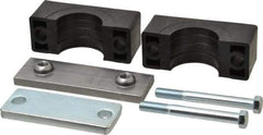 HYDAC - 5.51" Wide x 4.33" High x 1.77" Deep, Polypropylene Heavy Duty Vibration-Control Clamp - Carbon Steel Plate, Mount with Weld Plate, Top Plate, Plastic Clamp Pair, Bolts - Exact Tool & Supply