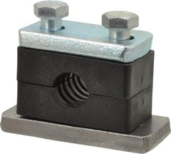HYDAC - 2.87" Wide x 1.89" High x 1.18" Deep, Polypropylene Heavy Duty Vibration-Control Clamp - Carbon Steel Plate, For 3/8" Pipe, Mount with Weld Plate, Top Plate, Plastic Clamp Pair, Bolts - Exact Tool & Supply
