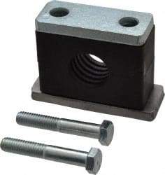 HYDAC - 3.35" Wide x 2.52" High x 1.18" Deep, Polypropylene Heavy Duty Vibration-Control Clamp - Carbon Steel Plate, For 3/4" Pipe, Mount with Weld Plate, Top Plate, Plastic Clamp Pair, Bolts - Exact Tool & Supply