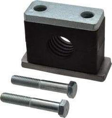HYDAC - 3.35" Wide x 2.52" High x 1.18" Deep, Polypropylene Heavy Duty Vibration-Control Clamp - Carbon Steel Plate, For 3/4" Pipe, Mount with Weld Plate, Top Plate, Plastic Clamp Pair, Bolts - Exact Tool & Supply