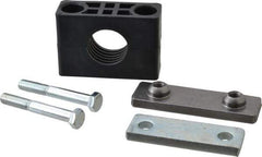 HYDAC - 3.94" Wide x 2.99" High x 1.18" Deep, Polypropylene Heavy Duty Vibration-Control Clamp - Carbon Steel Plate, For 1" Pipe, Mount with Weld Plate, Top Plate, Plastic Clamp Pair, Bolts - Exact Tool & Supply