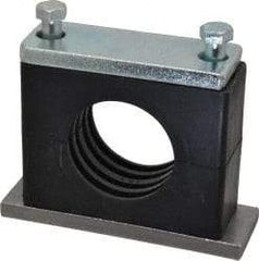 HYDAC - 5.51" Wide x 4.33" High x 1.77" Deep, Polypropylene Heavy Duty Vibration-Control Clamp - Carbon Steel Plate, For 2" Pipe, Mount with Weld Plate, Top Plate, Plastic Clamp Pair, Bolts - Exact Tool & Supply