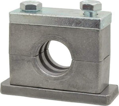 HYDAC - 3.35" Wide x 2.52" High x 1.18" Deep, Aluminum Heavy Duty Vibration-Control Clamp - Carbon Steel Plate, For 3/4" Pipe, Mount with Weld Plate, Top Plate, Plastic Clamp Pair, Bolts - Exact Tool & Supply