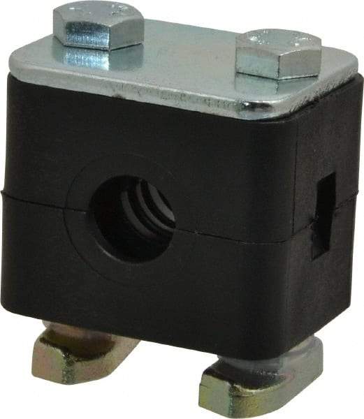HYDAC - 1.65" Wide x 1.53" High x 1.18" Deep, Polypropylene Standard Duty C-Rail Mount Vibration-Control Clamp - Carbon Steel Plate, Mount with C-Rail Nuts, Top plates, Clamp Pairs, and Bolts - Exact Tool & Supply