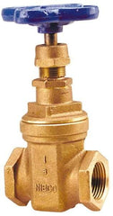 NIBCO - 1-1/4" Pipe, Class 150, Threaded Bronze Solid Wedge Stem Gate Valve - 300 WOG, 150 WSP, Screw-In Bonnet - Exact Tool & Supply