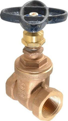 NIBCO - 1" Pipe, Class 150, Threaded Bronze Solid Wedge Stem Gate Valve - 300 WOG, 150 WSP, Screw-In Bonnet - Exact Tool & Supply