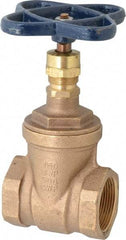 NIBCO - 1-1/2" Pipe, Class 150, Threaded Bronze Solid Wedge Stem Gate Valve - 300 WOG, 150 WSP, Screw-In Bonnet - Exact Tool & Supply