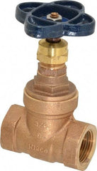 NIBCO - 3/4" Pipe, Class 150, Threaded Bronze Solid Wedge Stem Gate Valve - 300 WOG, 150 WSP, Screw-In Bonnet - Exact Tool & Supply
