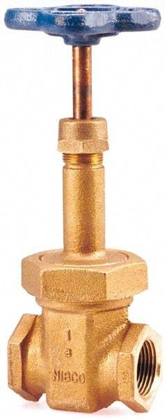 NIBCO - 3" Pipe, Class 150, Threaded Bronze Solid Wedge Rising Stem Gate Valve - 300 WOG, 150 WSP, Bolted Bonnet - Exact Tool & Supply
