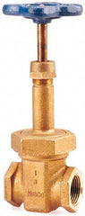 NIBCO - 4" Pipe, Class 150, Threaded Bronze Solid Wedge Rising Stem Gate Valve - 300 WOG, 150 WSP, Bolted Bonnet - Exact Tool & Supply
