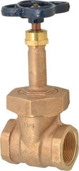 NIBCO - 1-1/4" Pipe, Class 150, Threaded Bronze Solid Wedge Rising Stem Gate Valve - 300 WOG, 150 WSP, Bolted Bonnet - Exact Tool & Supply
