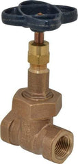 NIBCO - 1/2" Pipe, Class 150, Threaded Bronze Solid Wedge Rising Stem Gate Valve - 300 WOG, 150 WSP, Bolted Bonnet - Exact Tool & Supply