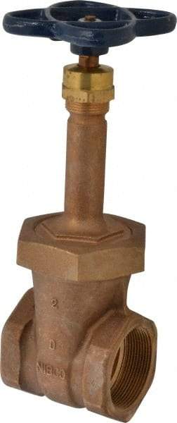 NIBCO - 2" Pipe, Class 150, Threaded Bronze Solid Wedge Rising Stem Gate Valve - 300 WOG, 150 WSP, Bolted Bonnet - Exact Tool & Supply