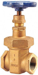 NIBCO - 1-1/4" Pipe, Class 150, Threaded Bronze Solid Wedge Stem Gate Valve - 300 WOG, 150 WSP, Union Bonnet - Exact Tool & Supply