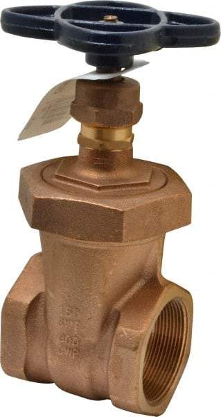 NIBCO - 2" Pipe, Class 150, Threaded Bronze Solid Wedge Stem Gate Valve - 300 WOG, 150 WSP, Union Bonnet - Exact Tool & Supply