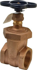 NIBCO - 2" Pipe, Class 150, Threaded Bronze Solid Wedge Stem Gate Valve - 300 WOG, 150 WSP, Union Bonnet - Exact Tool & Supply