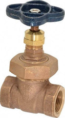 NIBCO - 3/4" Pipe, Class 150, Threaded Bronze Solid Wedge Stem Gate Valve - 300 WOG, 150 WSP, Union Bonnet - Exact Tool & Supply