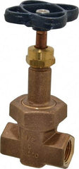 NIBCO - 1/2" Pipe, Class 200, Threaded Bronze Alloy Solid Wedge Rising Stem Gate Valve - 400 WOG, 200 WSP, Union Bonnet - Exact Tool & Supply