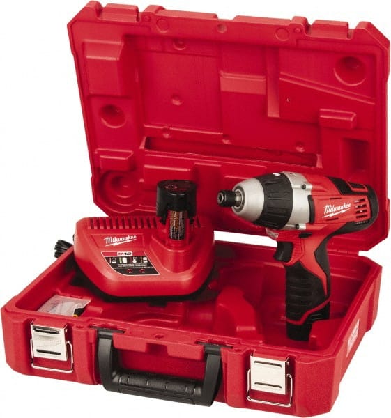 Milwaukee Tool - 12 Volts, Lithium-Ion Battery, 1/4 Inch Keyless Chuck, Pistol Grip Cordless Drill - Exact Tool & Supply