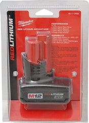 Milwaukee Tool - 12 Volt Lithium-Ion Power Tool Battery - 3 Ahr Capacity, 1/2 hr Charge Time, Series M12 XC RED - Exact Tool & Supply