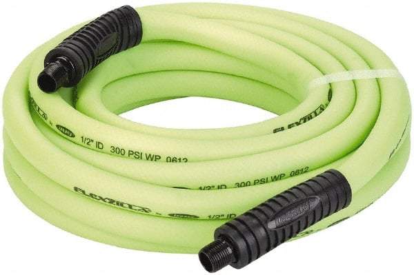 Legacy - 1/2" ID x 0.74" OD 25' Long Multipurpose Air Hose - MNPT x MNPT Ends, 300 Working psi, 140°, 3/8" Fitting, Green - Exact Tool & Supply