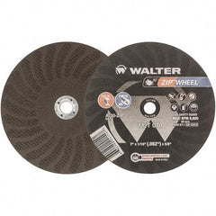WALTER Surface Technologies - 7" 30 Grit Aluminum Oxide Cutoff Wheel - 1/16" Thick, 5/8" Arbor, 8,600 Max RPM, Use with Circular Saws - Exact Tool & Supply