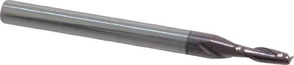 Accupro - 5/64", 1/4" LOC, 1/8" Shank Diam, 1-1/2" OAL, 2 Flute, Solid Carbide Square End Mill - Single End, AlTiN Finish, Spiral Flute, 30° Helix, Centercutting, Right Hand Cut, Right Hand Flute - Exact Tool & Supply