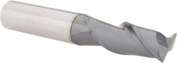 Accupro - 7/16", 1" LOC, 7/16" Shank Diam, 2-3/4" OAL, 2 Flute, Solid Carbide Square End Mill - Single End, AlTiN Finish, Spiral Flute, 40° Helix, Centercutting, Right Hand Cut, Right Hand Flute - Exact Tool & Supply