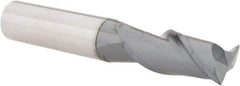 Accupro - 7/16", 1" LOC, 7/16" Shank Diam, 2-3/4" OAL, 2 Flute, Solid Carbide Square End Mill - Single End, AlTiN Finish, Spiral Flute, 40° Helix, Centercutting, Right Hand Cut, Right Hand Flute - Exact Tool & Supply